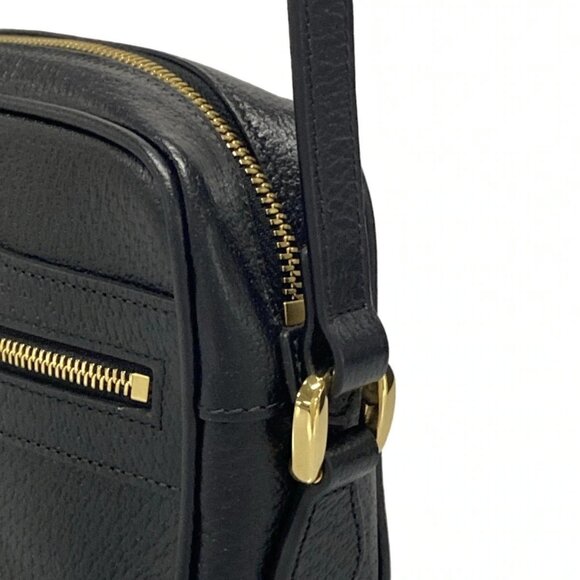 Auth GUCCI Shelly (Web) 719885 Black Green Red Leather Shoulder Bag - Picture 3 of 15